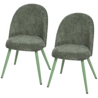 HOMCOM Dining Chairs Velvet Fabric Upholstered Kitchen Chairs Metal Legs Set of 2, Dining Room, Home, Dark Green(m-2)