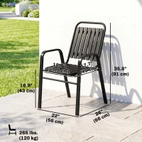 Outsunny Stackable Outdoor Dining Chairs Set of 2, for Patio, Balcony, Deck, Garden, Black(m-3)