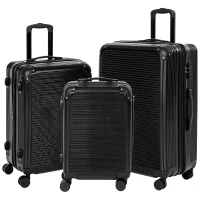HOMCOM 3-Piece Luggage Set, Carry On & Checked Suitcase Set with TSA Lock, Hard Shell, 20/24/28 Inch, Black(m-13)