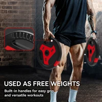Soozier 88 lbs Weight Plates Set, 6-Piece Sand-Filled Standard Plates with Handles and 1" Centre Hole, Black and Red(m-4)