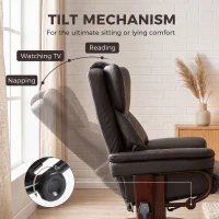 HOMCOM Massage Recliner Chair with Footrest, Swivel Armchair, Wrapped Wood Base, 10 Massage Points, Faux Leather, Black(m-5)