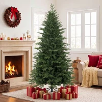 HOMCOM 7ft Artificial Christmas Tree Full Hinged Xmas Tree Metal Base, Green(m-8)