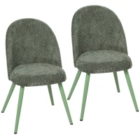 HOMCOM Dining Chairs Velvet Fabric Upholstered Kitchen Chairs Metal Legs Set of 2, Dining Room, Home, Dark Green(m-12)