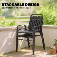 Outsunny Stackable Outdoor Dining Chairs Set of 2, for Patio, Balcony, Deck, Garden, Black(m-5)