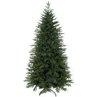 HOMCOM 7ft Artificial Christmas Tree Full Hinged Xmas Tree Metal Base, Green(m-13)