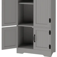 HOMCOM 60" 4-Door Storage Cabinet Multi-Storey Large Space Pantry with Adjustable Shelves Grey(m-10)
