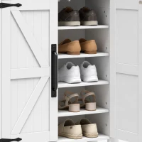 HOMCOM Shoe Cabinet 5 Tier Shelves Shoe Storage Cabinet Anti Tip Hardware Open Cubby Rustic White(m-11)