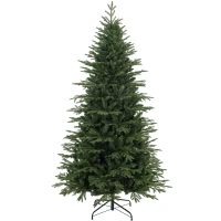 HOMCOM 7ft Artificial Christmas Tree Full Hinged Xmas Tree Metal Base, Green(m-2)
