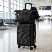HOMCOM 3-Piece Luggage Set, Expandable Carry On Suitcase Set with Travel Duffel Bag, Toiletry Bag, TSA Lock, Hard Shell, Black(m-1)