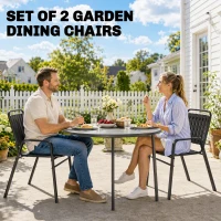 Outsunny Stackable Outdoor Dining Chairs Set of 2, for Patio, Balcony, Deck, Garden, Black(m-4)