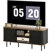 HOMCOM TV Stand Cabinet for TVs up to 55 Inches, TV Unit with Storage Shelves and Cabinets for Living Room, Black(m-2)