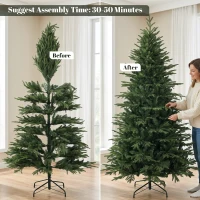 HOMCOM 7ft Artificial Christmas Tree Full Hinged Xmas Tree Metal Base, Green(m-7)
