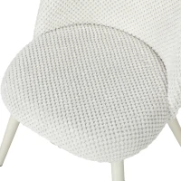 HOMCOM Dining Chairs Velvet Fabric Upholstered Kitchen Chairs Metal Legs Set of 2, Dining Room, Home, White(m-9)