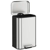 HOMCOM 13.2 Gallon Garbage Can, Slim Stainless Steel Trash Can with Removable PP Inner Bucket, Soft-Close Lid, Silver(m-13)