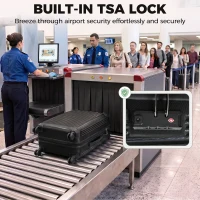 HOMCOM 3-Piece Luggage Set, Expandable Carry On Suitcase Set with Travel Duffel Bag, Toiletry Bag, TSA Lock, Hard Shell, Black(m-7)