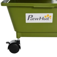 PawHut Small Animal Cage, Rolling Bunny Cage, Guinea Pig Cage with Food Dish, Water Bottle, Hay Feeder, Platform, Ramp, Green(m-9)