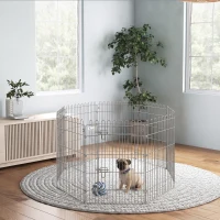 PawHut 36inch 8-Panel Dog Playpen Octagon Pet Exercise Playpen Crate Foldable Dog Cage Pen Puppy Kennel, Black(m-8)