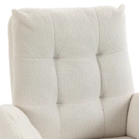 HOMCOM Office Chair, Teddy Fleece Executive Computer Desk Chair with Foldable Armrests, Wide Seat, Lumbar Support, Cream White(m-11)