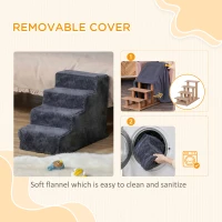 PawHut 4-Step Dog Ramp for Sofa, Bed, and Couch, with Removable Cover, Dark Grey(m-5)