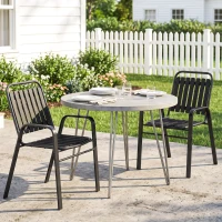 Outsunny Stackable Outdoor Dining Chairs Set of 2, for Patio, Balcony, Deck, Garden, Black(m-1)