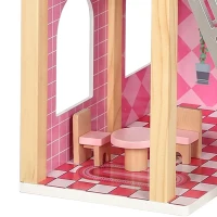 Qaba Wooden Doll House for Girls with 5 Rooms, Dolls, Furniture, DIY Pretend Dollhouse Playset, Gift for Kids Ages 3-6, Pink(m-10)