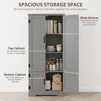 HOMCOM 60" 4-Door Storage Cabinet Multi-Storey Large Space Pantry with Adjustable Shelves Grey(m-4)