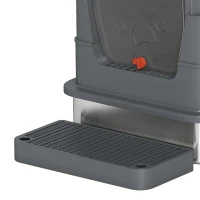 PawHut Stainless Steel Cat Litter Box with Lid, Enclosed High Sided Litter Box with Step, Metal Scoop, Grey(m-8)