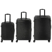 HOMCOM 3-Piece Luggage Set, Carry On & Checked Suitcase Set with TSA Lock, Hard Shell, 20/24/28 Inch, Black(m-2)