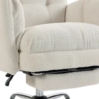HOMCOM Office Chair, Teddy Fleece Executive Computer Desk Chair with Foldable Armrests, Wide Seat, Lumbar Support, Cream White(m-12)