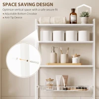 HOMCOM Over-the-Toilet Storage Shelf, 3-Tier Over-Toilet Bathroom Organizer with Adjustable Shelves and Pull-Out Basket, White(m-7)