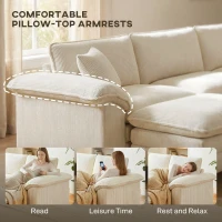 HOMCOM Sectional Sofa, L Shaped Couch with Deep Seat, Movable Ottoman and Pillow-top Armrests, Beige(m-5)