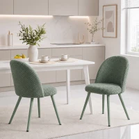 HOMCOM Dining Chairs Velvet Fabric Upholstered Kitchen Chairs Metal Legs Set of 2, Dining Room, Home, Dark Green(m-1)