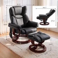 HOMCOM Massage Recliner Chair with Footrest, Swivel Armchair, Wrapped Wood Base, 10 Massage Points, Faux Leather, Black(m-3)