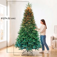 HOMCOM 9ft Christmas Tree with Synchronized LEDs, DIY Function, Frasier Grande Fir with Hinge Design, Remote, Daily Timer(m-3)