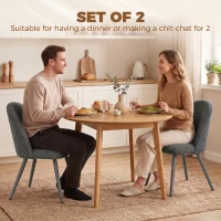 HOMCOM Dining Chairs Velvet Fabric Upholstered Kitchen Chairs Metal Legs Set of 2, Dining Room, Home, Dark Grey(m-4)