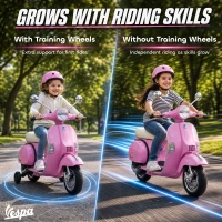 Qaba 12V Kid Motorcycle, Electric Motorbike with Training Wheels, Rear Suspension, Steering Limitation for 3-6 Years, Pink(m-5)