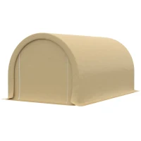 Outsunny 10' x 16' Heavy Duty Portable Carport Tent with Zippered Door, PE Cover for Car, Boat, Motorcycle, Bike, Beige(m-2)