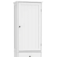 HOMCOM 71" Tall Bathroom Storage Cabinet, Freestanding Narrow Bathroom Cabinet with Tilt-out Laundry Basket, White(m-9)