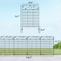 Outsunny Garden Fence, 4 Pack Steel Fence Panels, 11.5' L x 56" H, Rust-Resistant Decorative Border Flower Edging(m-3)