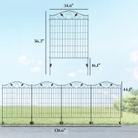 Outsunny Garden Fence, 4 Pack, Folding Garden Fence Border, No Dig Ground Stake Metal Fence Panels for Outdoor Patio Yard Landscape(m-3)