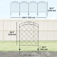 Outsunny 4 Pack Garden Fencing for Yard, Decorative Fence Panels as Animal Barrier and Flower Edging, Circle, Black(m-3)