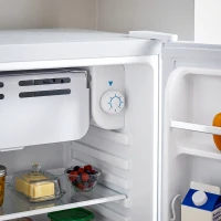 HOMCOM 3.2 Cu Ft Mini Fridge with Chiller Box, Single Door Compact Refrigerator, Adjustable Thermostat, Reversible Door, White(m-10)