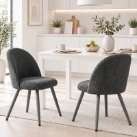 HOMCOM Dining Chairs Velvet Fabric Upholstered Kitchen Chairs Metal Legs Set of 2, Dining Room, Home, Dark Grey(m-7)