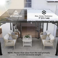 Outsunny 11' x 10' Outdoor Pergola, Wall Mounted Hardtop Lean-to Gazebo with Polycarbonate Roof and Metal-Aluminium Frame(m-5)