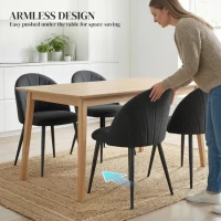 HOMCOM Modern Dining Chairs Set of 4, Upholstered Dining Room Chairs with Metal Legs, Shell Backrest, Padded Seat, Black(m-7)