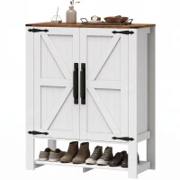 HOMCOM Shoe Cabinet 5 Tier Shelves Shoe Storage Cabinet Anti Tip Hardware Open Cubby Rustic White(m-2)