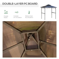 Outsunny 8' x 5' Hardtop Grill Gazebo, Aluminium BBQ Canopy Gazebo, Outdoor Canopy with Side Shelves & Double Roof(m-7)