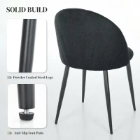HOMCOM Modern Dining Chairs Set of 4, Upholstered Dining Room Chairs with Metal Legs, Shell Backrest, Padded Seat, Black(m-6)