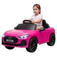 Qaba Audi A5L Licensed Electric Ride on Car for Kids 3-6 with Remote Control Dual Motors 4-Wheel Suspension Music, Pink(m-11)