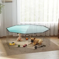 PawHut Foldable Pet Playpen with Top Cover, Portable Heavy Duty Dog Pen for Dogs, Cats, Chickens, Rabbits(m-8)